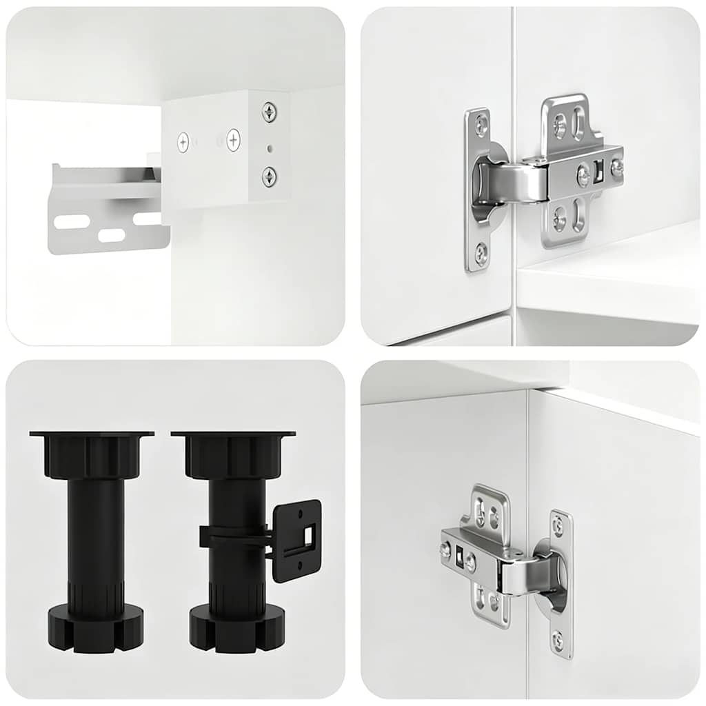 Set Mobili da Cucina 7 pz Kalmar Bianchi Lucido in Truciolato