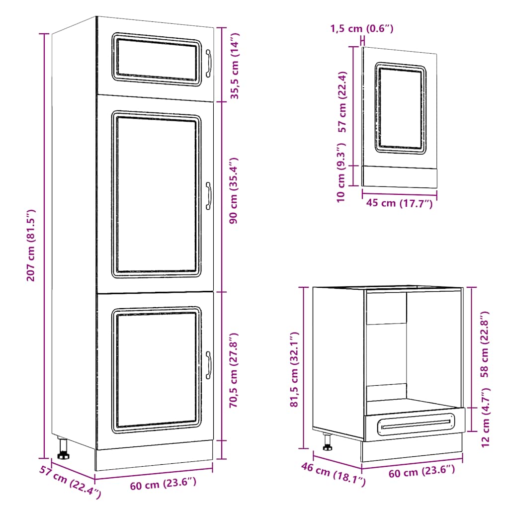 Set Mobili da Cucina 7 pz Kalmar Legno Vecchio in Truciolato - homemem39