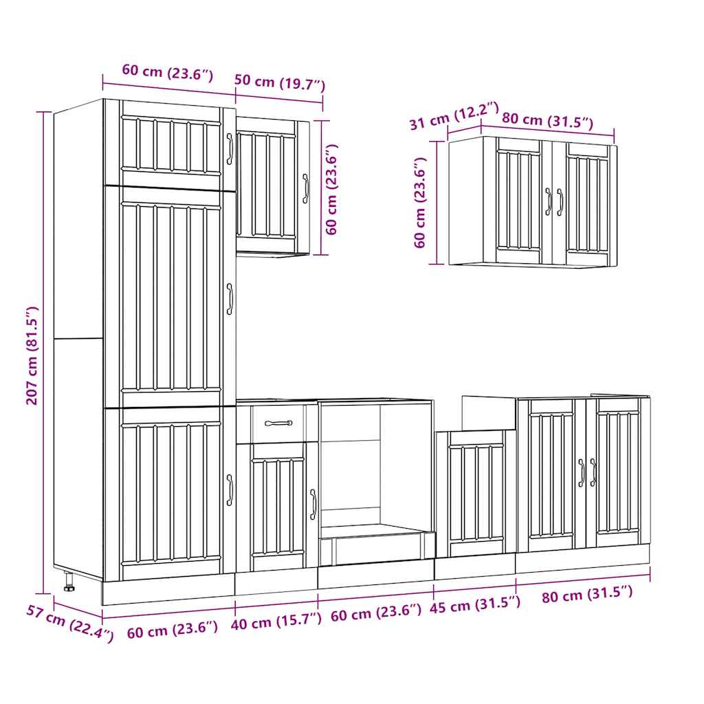 Set Mobili da Cucina 7 pz Lucca Bianco Legno Multistrato | homemem39