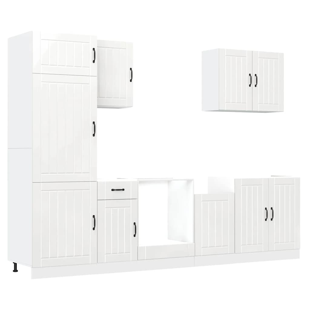 Set Mobili da Cucina 7 pz Lucca Bianchi Lucido in Truciolato - homemem39