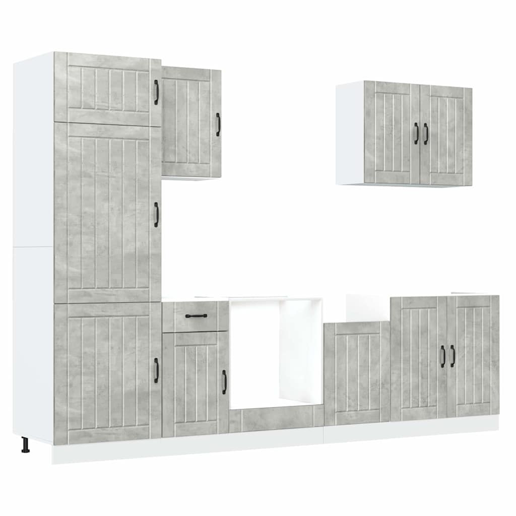 Set Mobili da Cucina 7 pz Lucca Grigio Cemento in Truciolato - homemem39