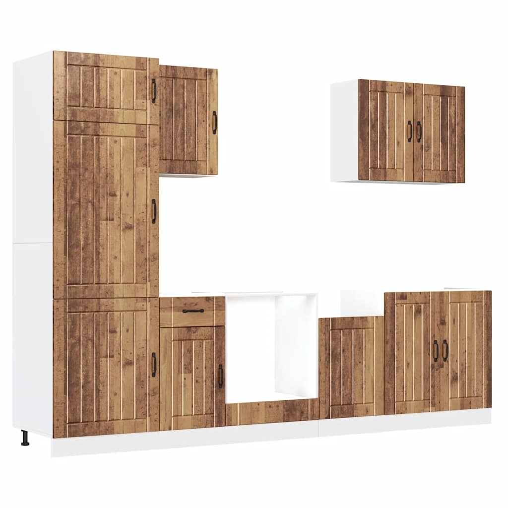 Set Mobili da Cucina 7 pz Lucca Legno Vecchio in Truciolato - homemem39