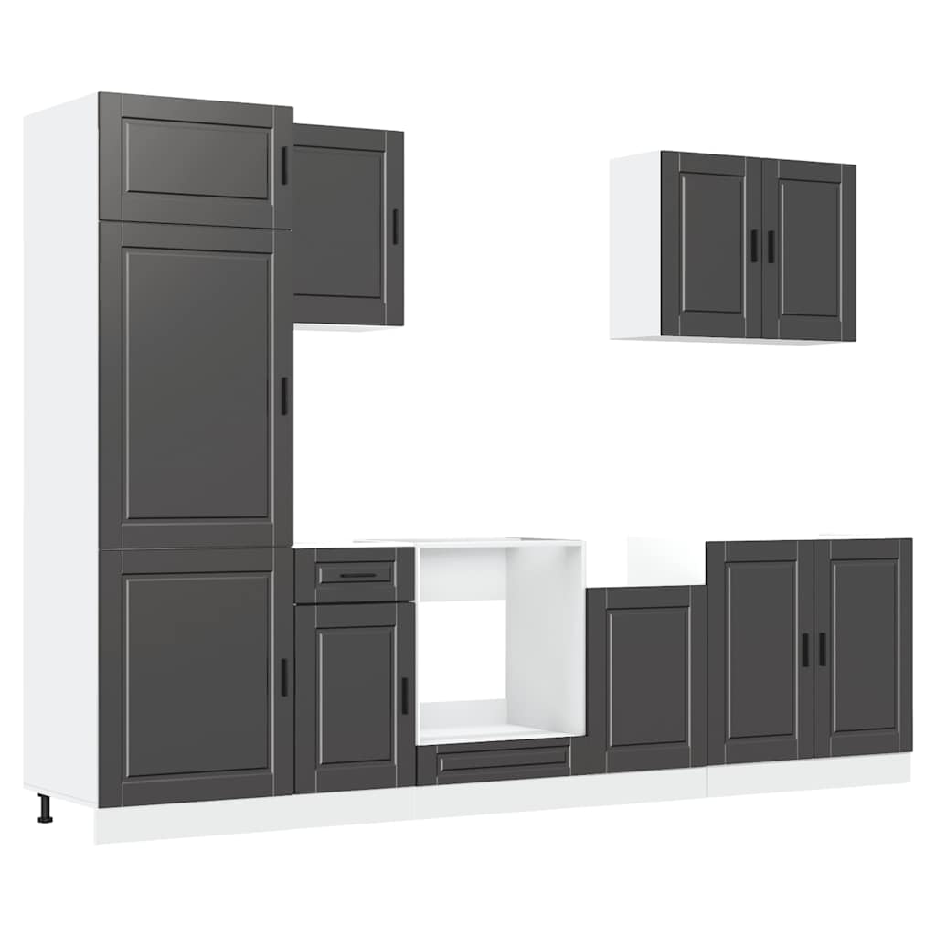 Set Mobili da Cucina 7 pz Kalmar Neri Legno Multistrato - homemem39