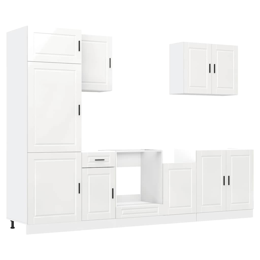 Set Mobili da Cucina 7 pz Kalmar Bianchi Lucido in Truciolato - homemem39