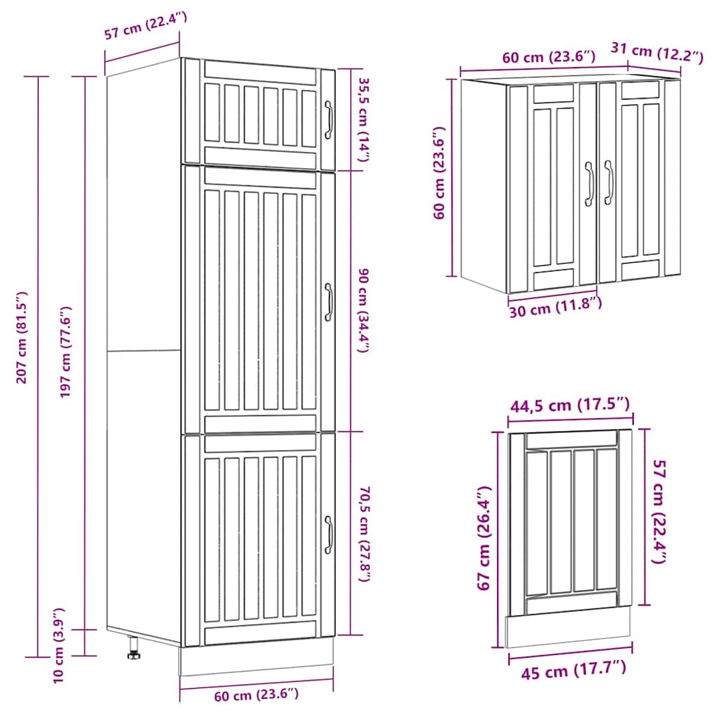 Set Mobili da Cucina 8 pz Kalmar Legno Vecchio in Truciolato - homemem39
