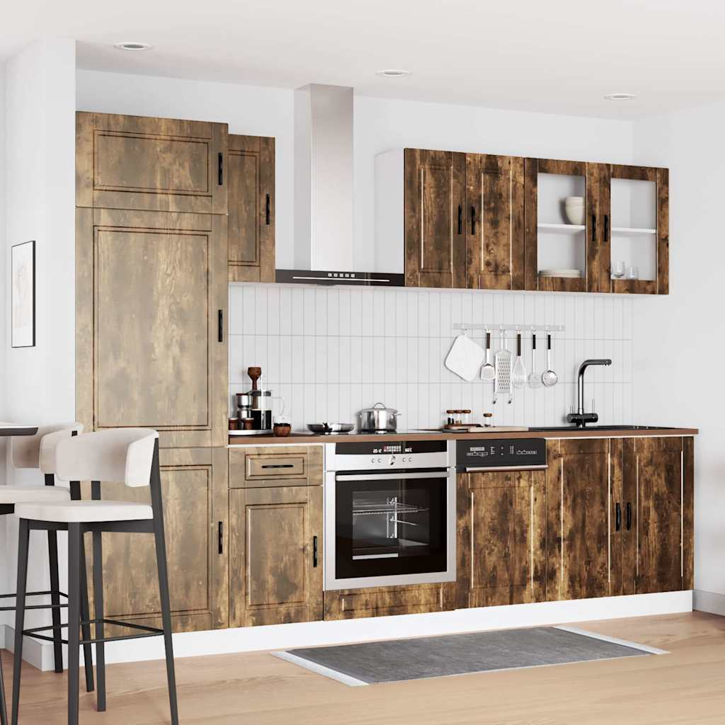 Set Mobili da Cucina 8 pz Kalmar Rovere Fumo Legno Multistrato - homemem39