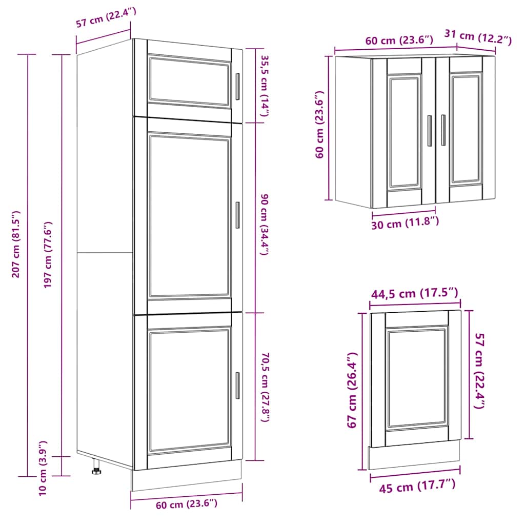 Set Mobili da Cucina 8 pz Kalmar Legno Vecchio in Truciolato - homemem39