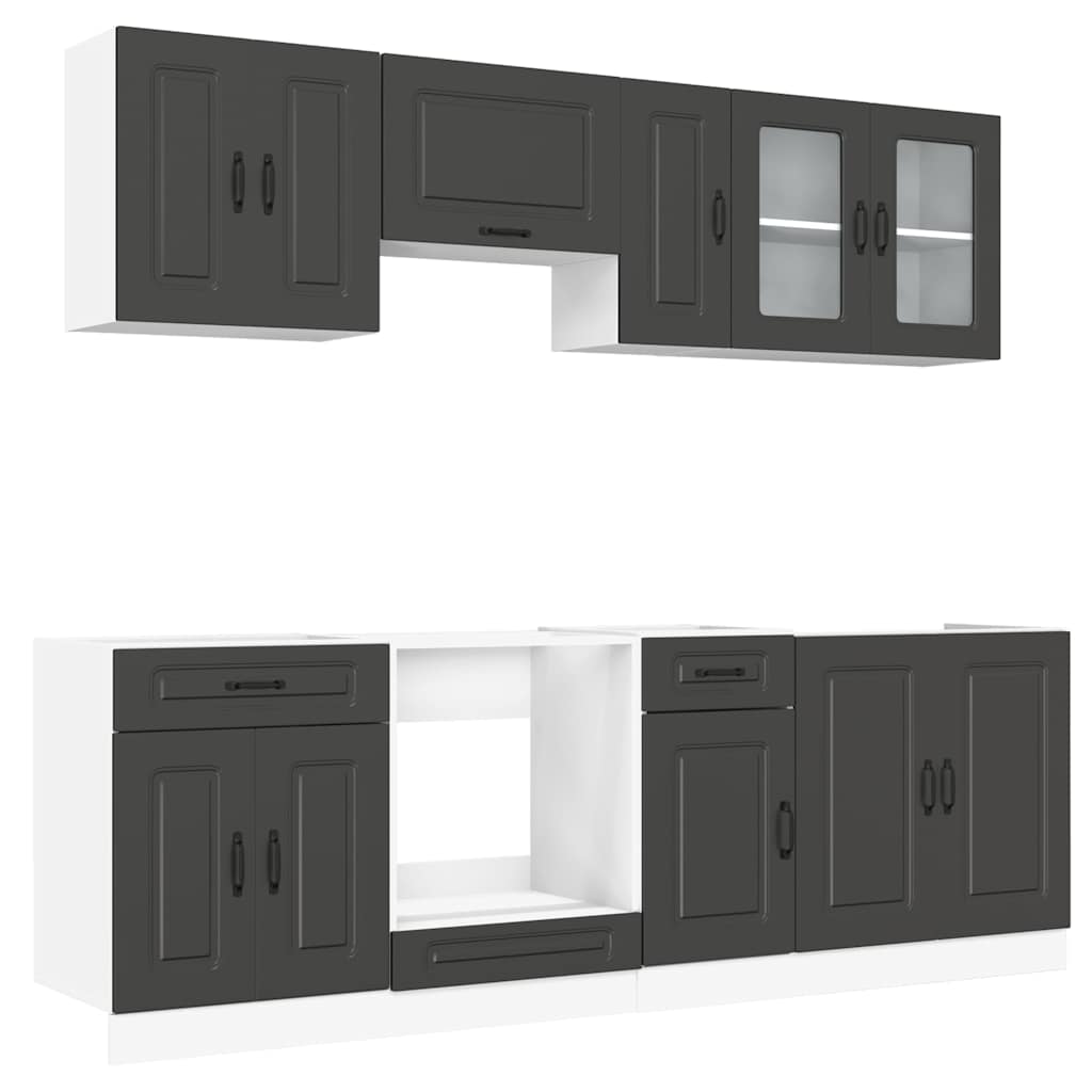 Set Mobili da Cucina 8 pz Kalmar Neri Legno Multistrato - homemem39