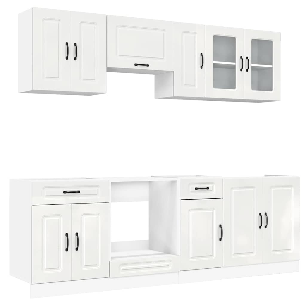 Set Mobili da Cucina 8 pz Kalmar Bianchi Lucido in Truciolato - homemem39