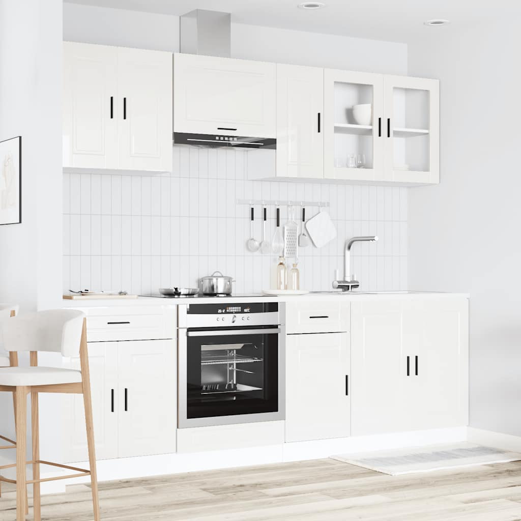 Set Mobili da Cucina 8 pz Kalmar Bianchi Lucido in Truciolato - homemem39