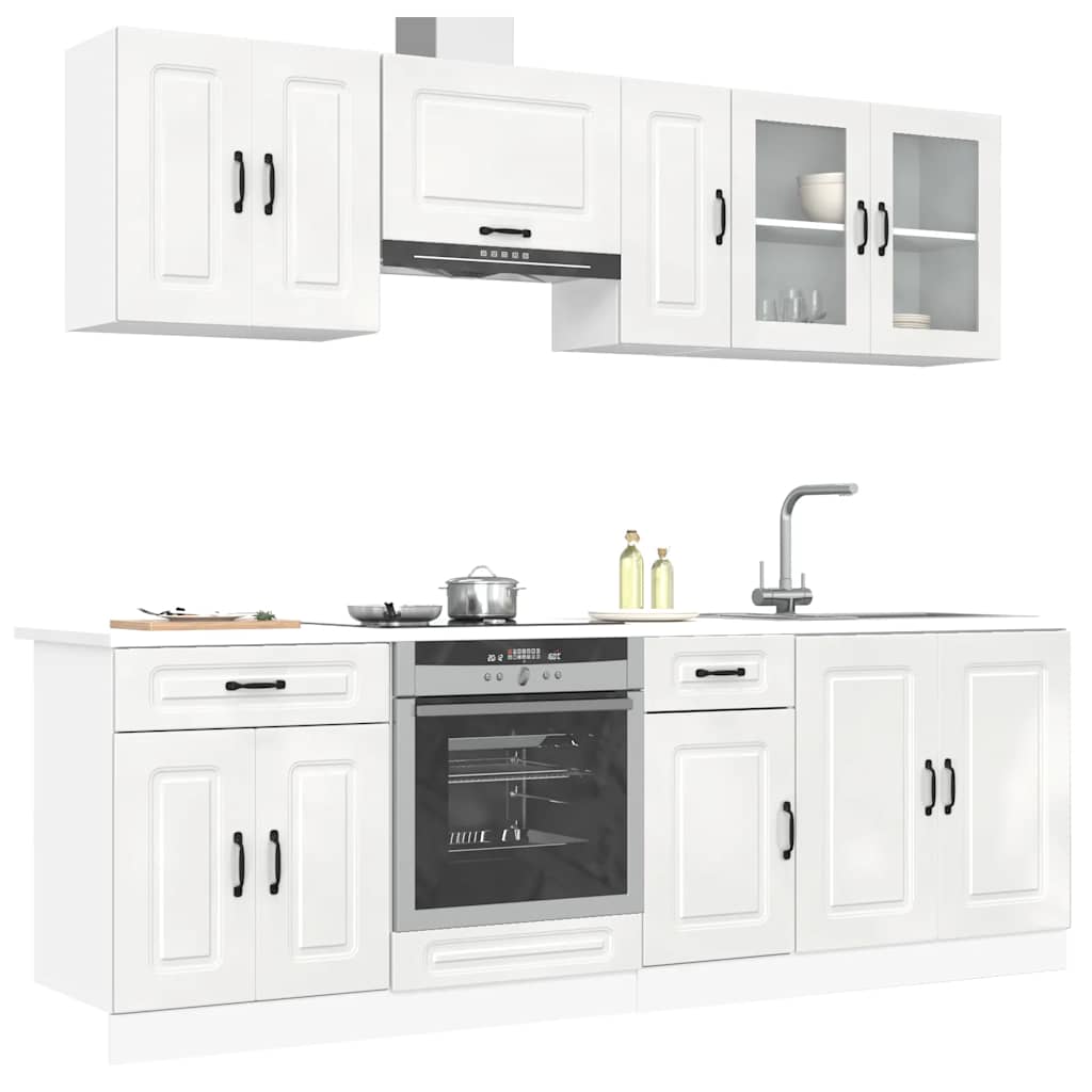 Set Mobili da Cucina 8 pz Kalmar Bianchi Lucido in Truciolato - homemem39