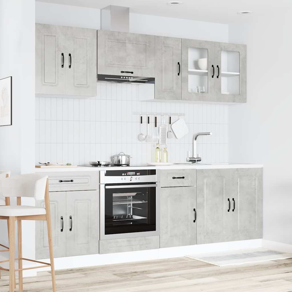 Set Mobili da Cucina 8 pz Kalmar Grigio Cemento in Truciolato - homemem39