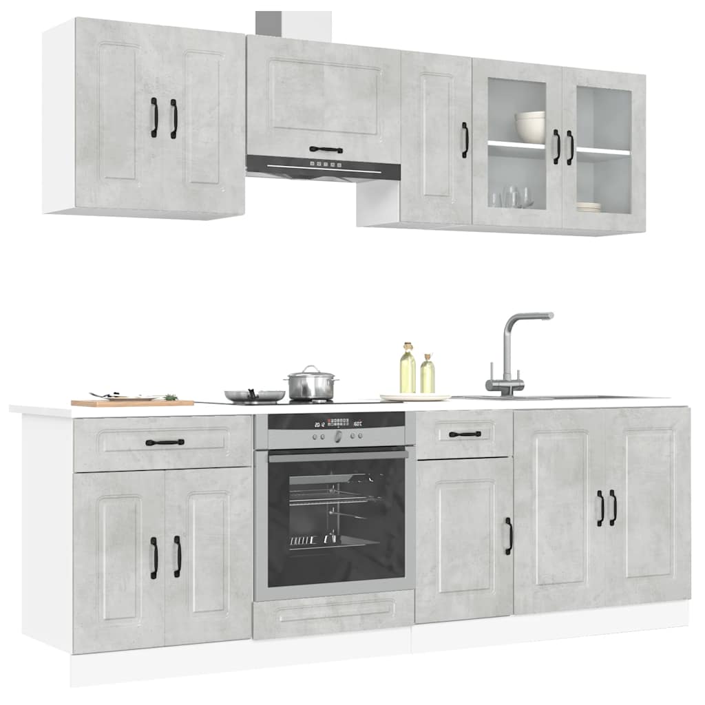 Set Mobili da Cucina 8 pz Kalmar Grigio Cemento in Truciolato - homemem39