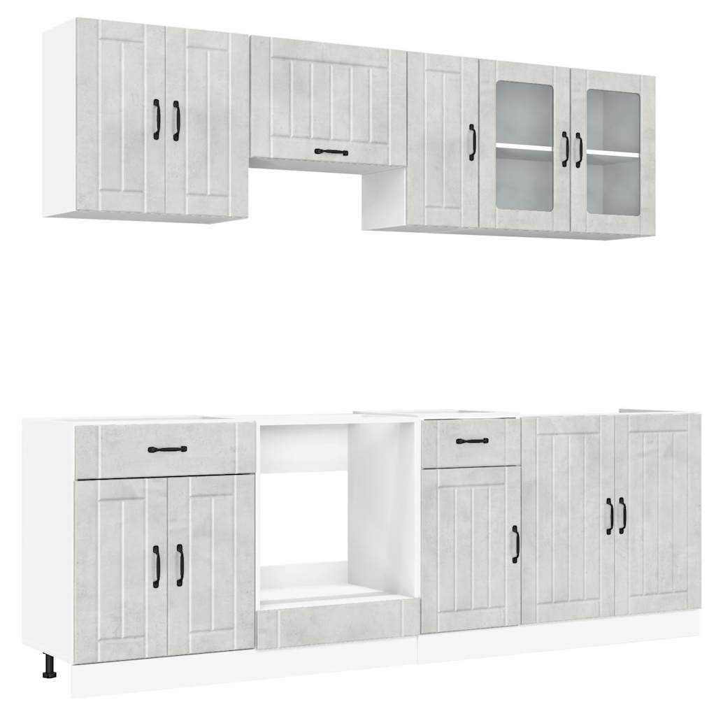 Set Mobili da Cucina 8 pz Kalmar Grigio Cemento in Truciolato - homemem39