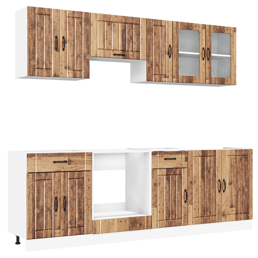 Set Mobili da Cucina 8 pz Kalmar Legno Vecchio in Truciolato - homemem39