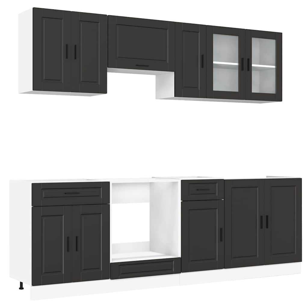 Set Mobili da Cucina 8 pz Kalmar Neri Legno Multistrato - homemem39