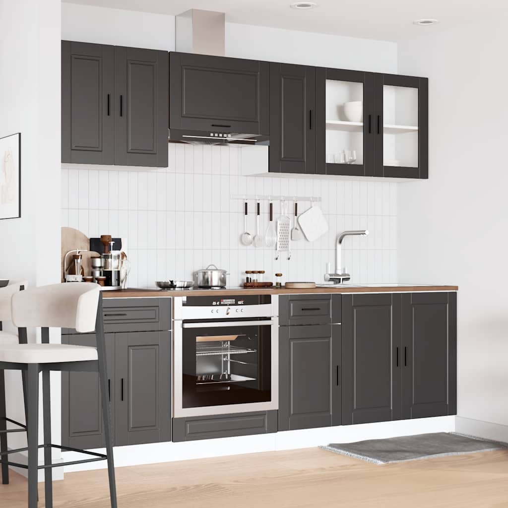Set Mobili da Cucina 8 pz Kalmar Neri Legno Multistrato - homemem39