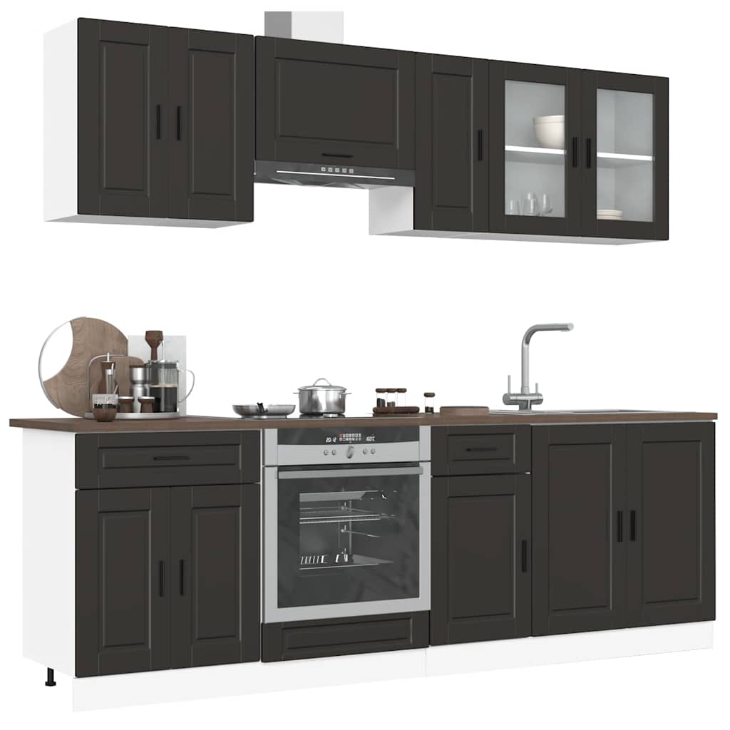 Set Mobili da Cucina 8 pz Kalmar Neri Legno Multistrato - homemem39