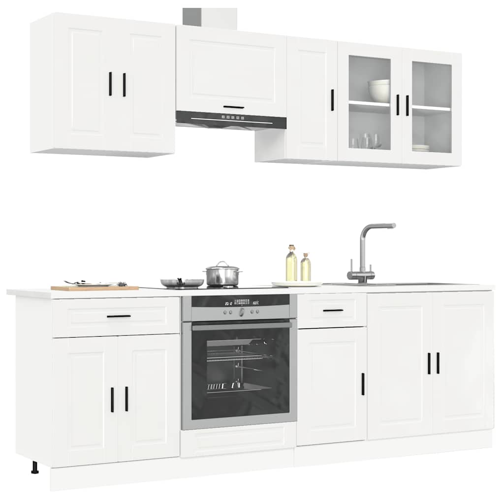 Set Mobili da Cucina 8 pz Kalmar Bianchi Lucido in Truciolato - homemem39
