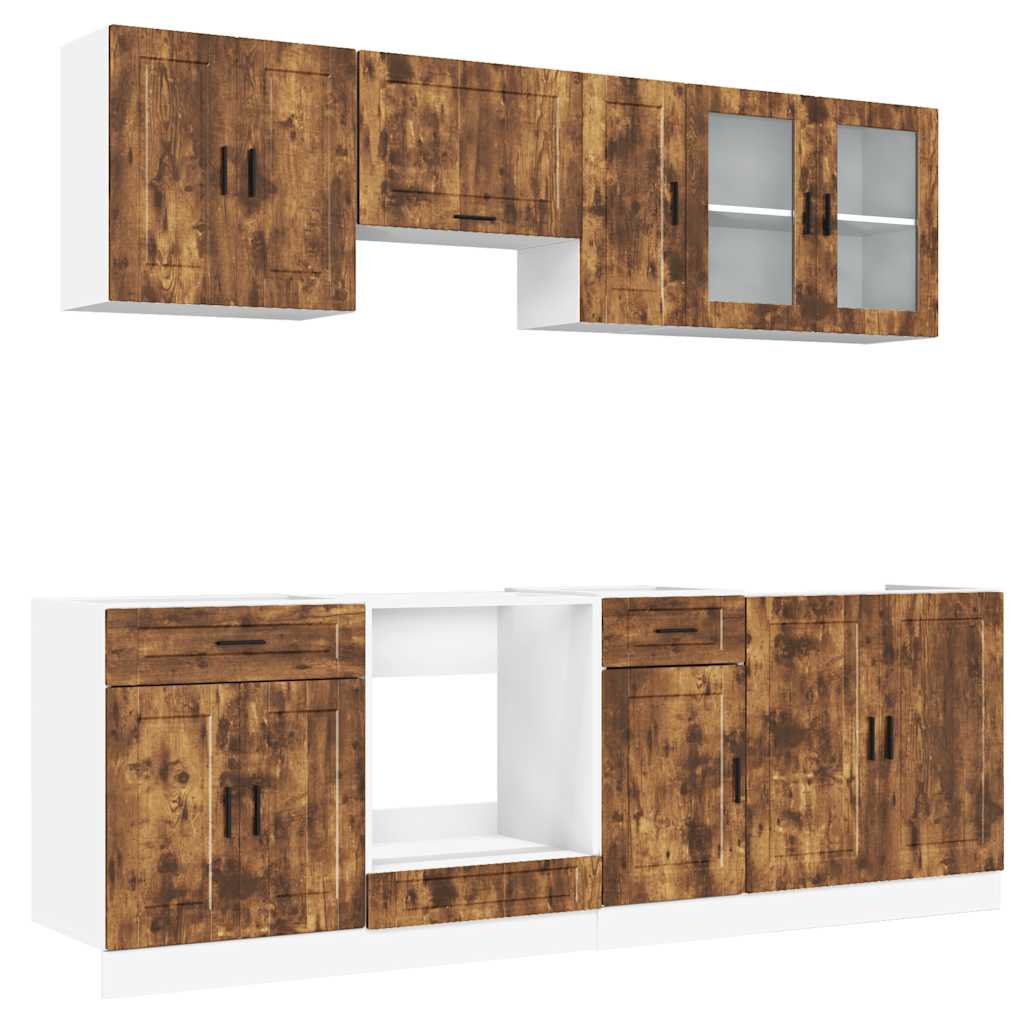 Set Mobili da Cucina 8 pz Kalmar Rovere Fumo Legno Multistrato - homemem39