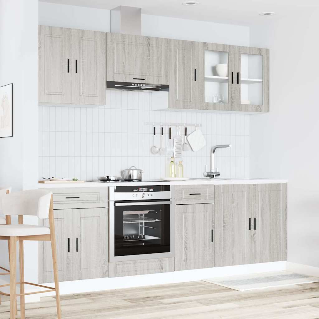 Set Mobili da Cucina 8 pz Kalmar Grigio Sonoma in Truciolato - homemem39