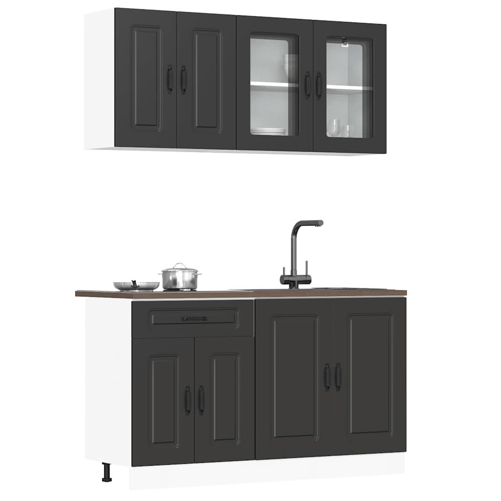 Set Mobili da Cucina 4 pz Kalmar Neri Legno Multistrato - homemem39