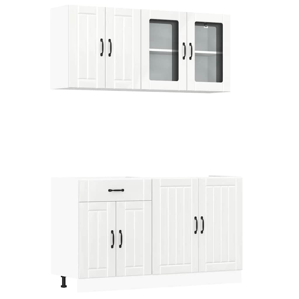 Set Mobili da Cucina 4 pz Kalmar Bianchi Lucido in Truciolato - homemem39