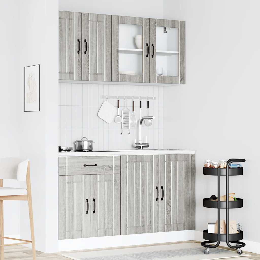 Set Mobili da Cucina 4 pz Kalmar Grigio Sonoma in Truciolato - homemem39