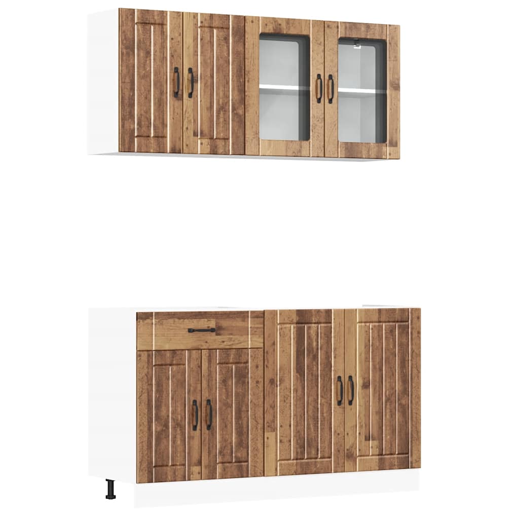 Set Mobili da Cucina 4 pz Kalmar Legno Vecchio in Truciolato - homemem39
