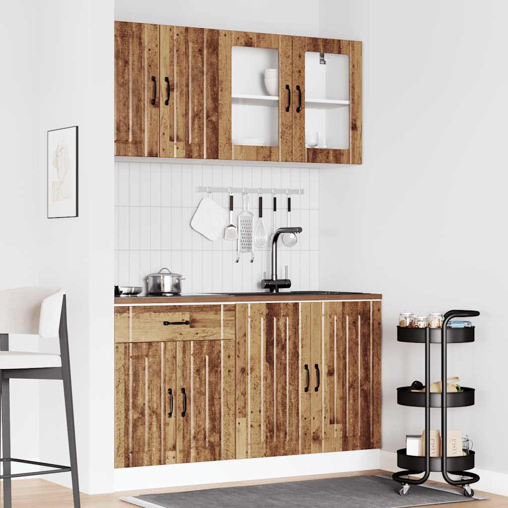 Set Mobili da Cucina 4 pz Kalmar Legno Vecchio in Truciolato - homemem39