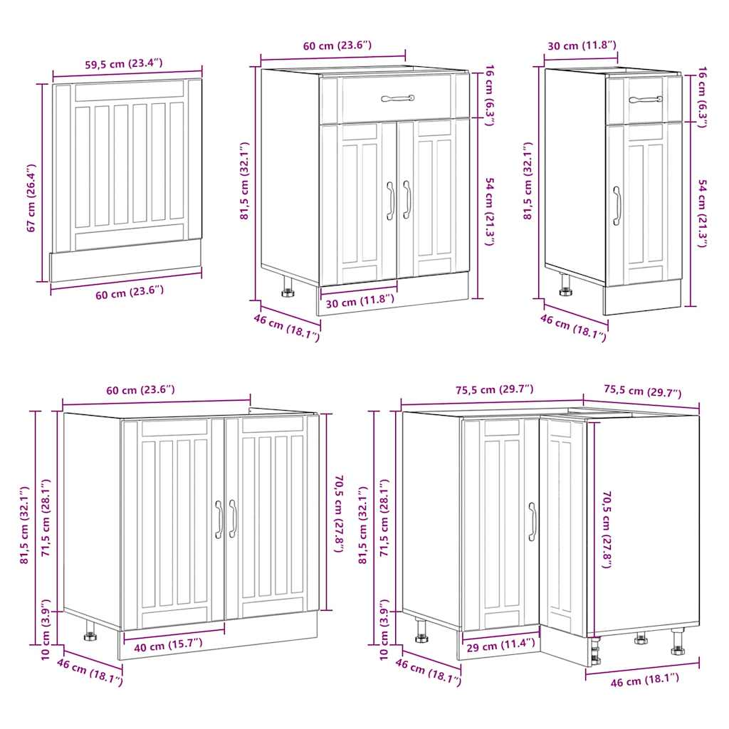 Set Mobili da Cucina 11 pz Lucca Rovere Artigianale Truciolato - homemem39