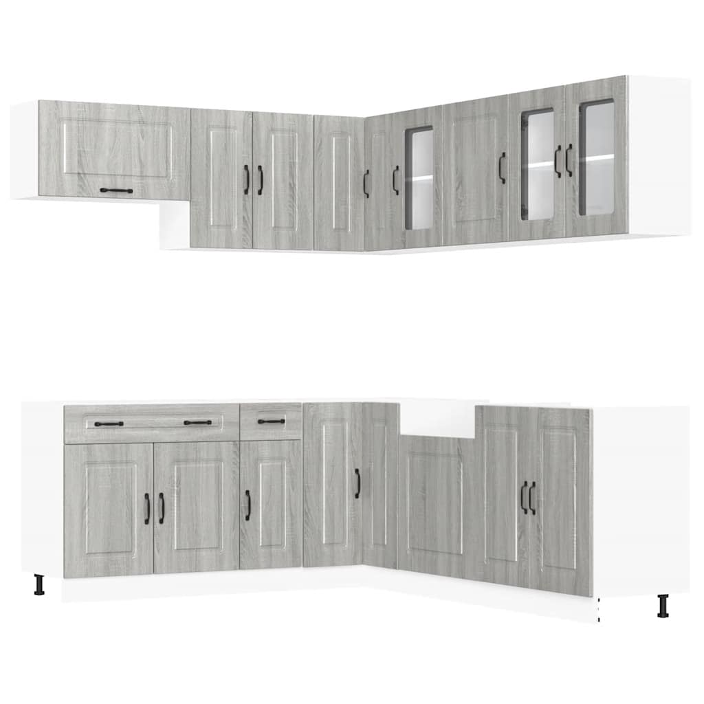 Set Mobili da Cucina 11 pz Kalmar Grigio Sonoma in Truciolato - homemem39