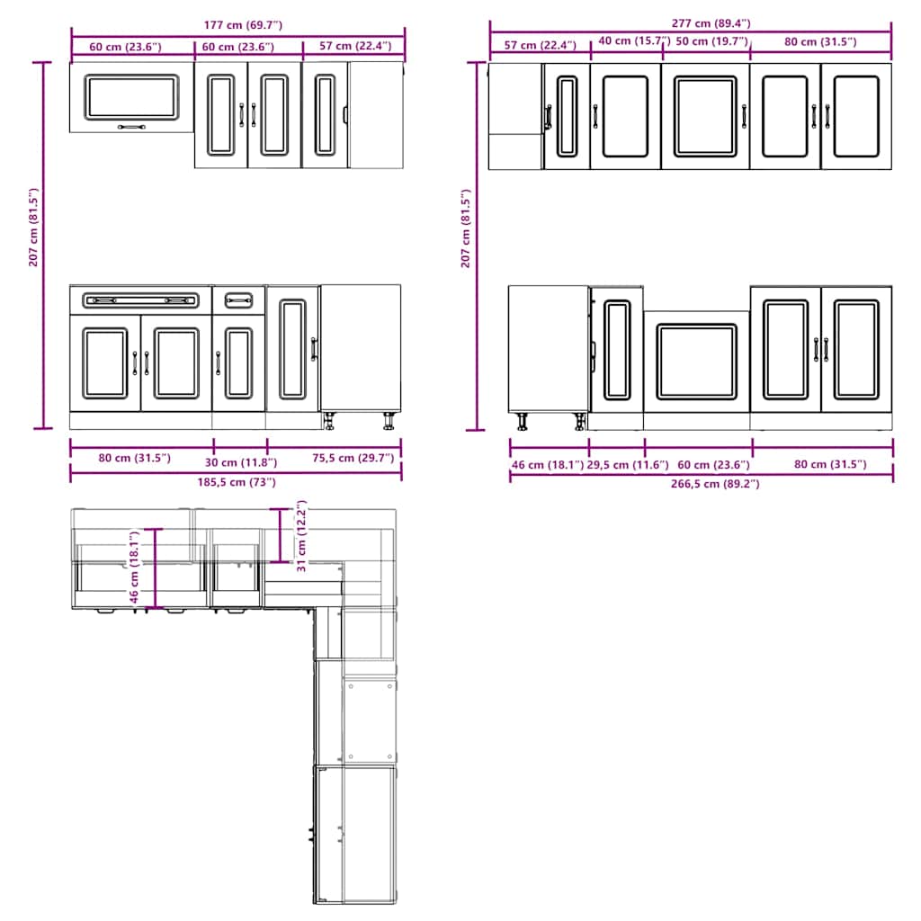Set Mobili da Cucina 11 pz Kalmar Rovere Artigianale Truciolato - homemem39