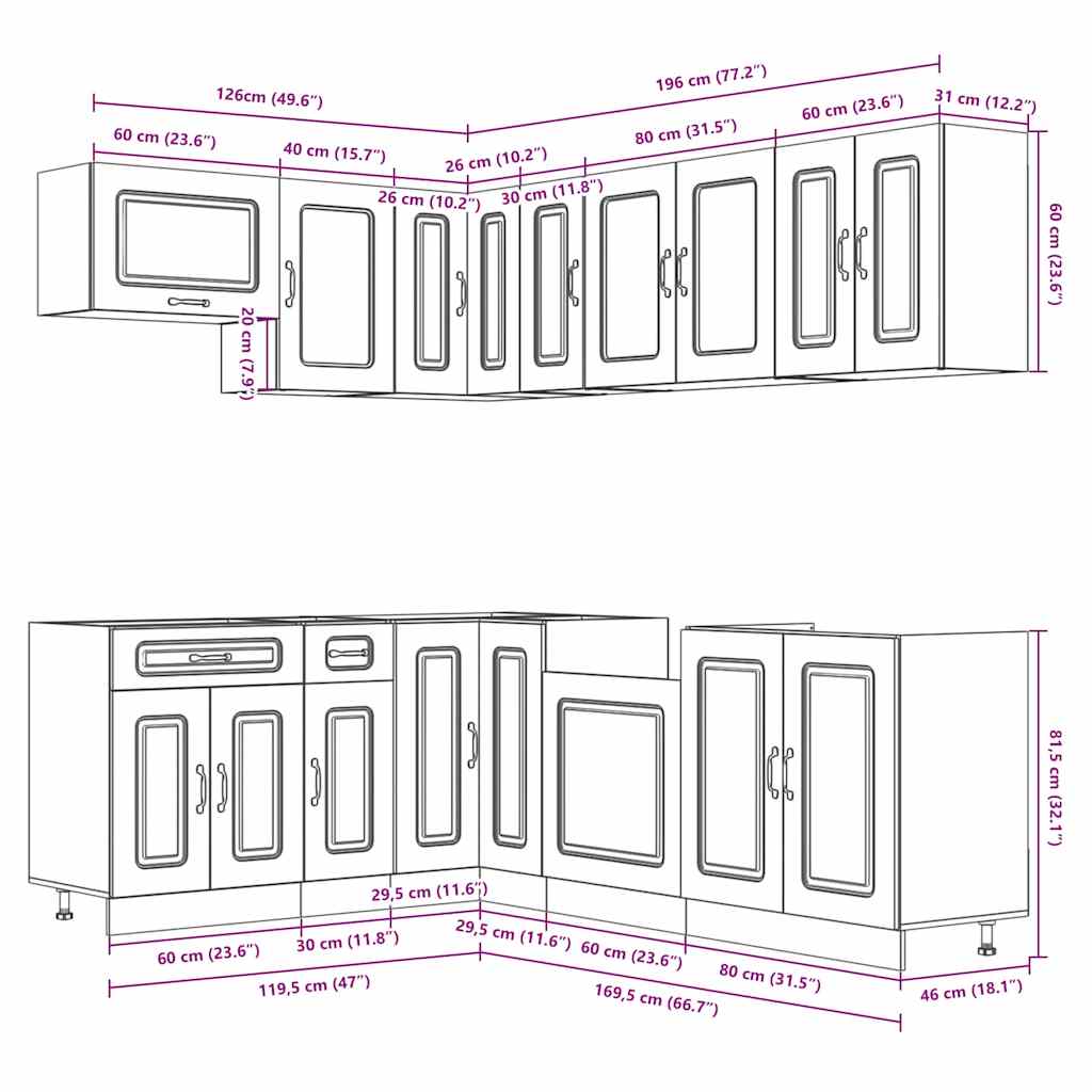 Set Mobili da Cucina 11 pz Lucca Grigio Cemento in Truciolato - homemem39