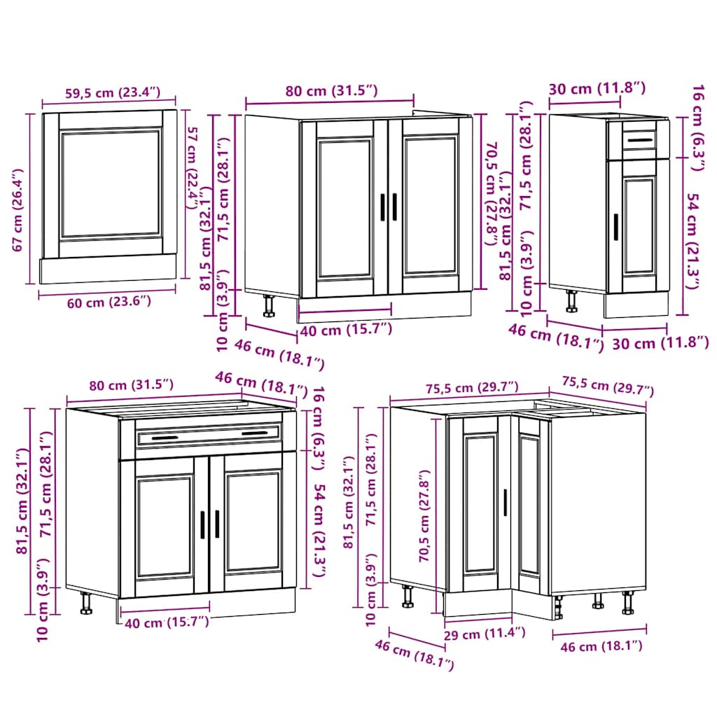 Set Mobili da Cucina 11 pz Porto Neri Legno Multistrato - homemem39