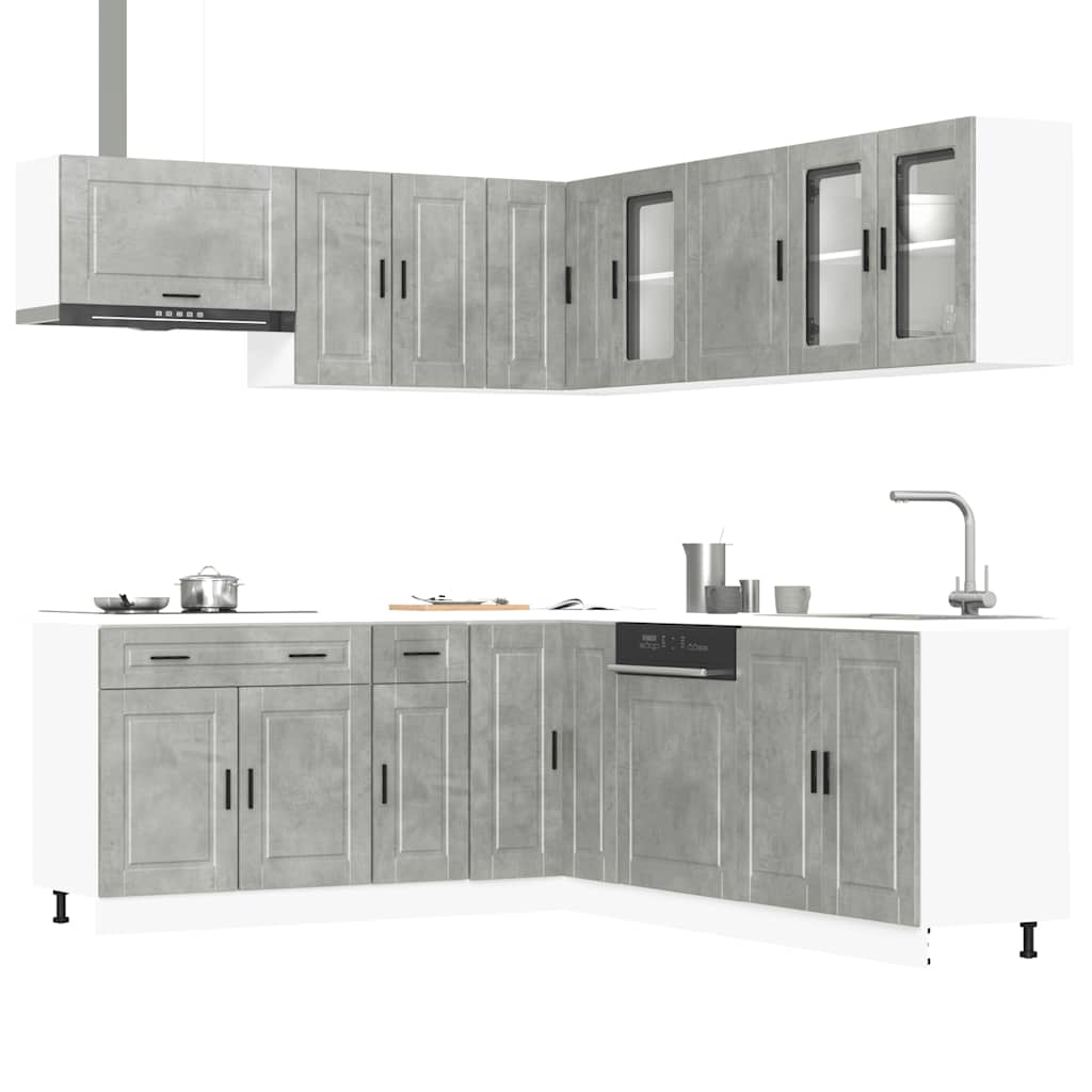 Set Mobili da Cucina 11 pz Porto Grigio Cemento in Truciolato - homemem39