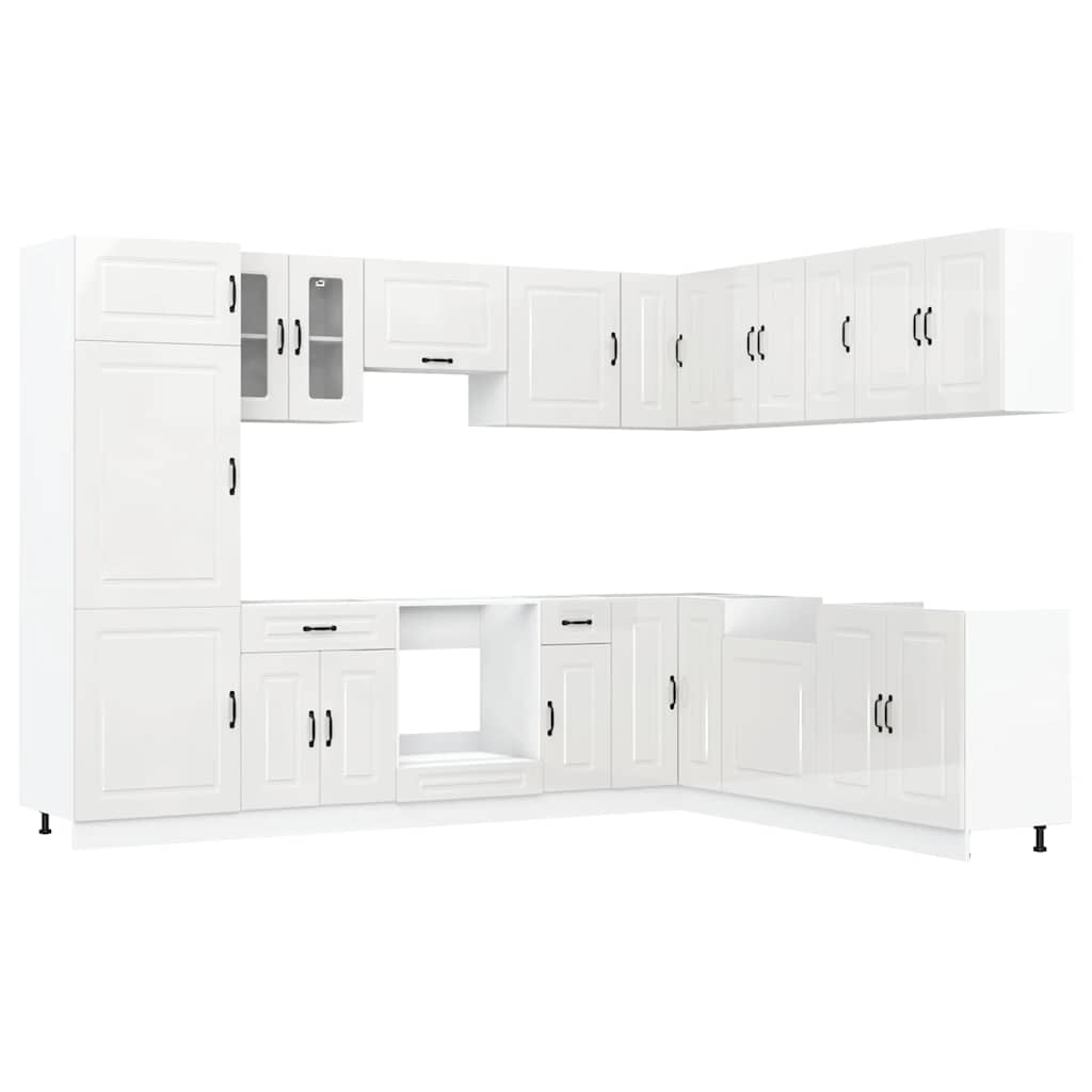 Set Mobili da Cucina 14 pz Kalmar Bianchi Lucido in Truciolato - homemem39