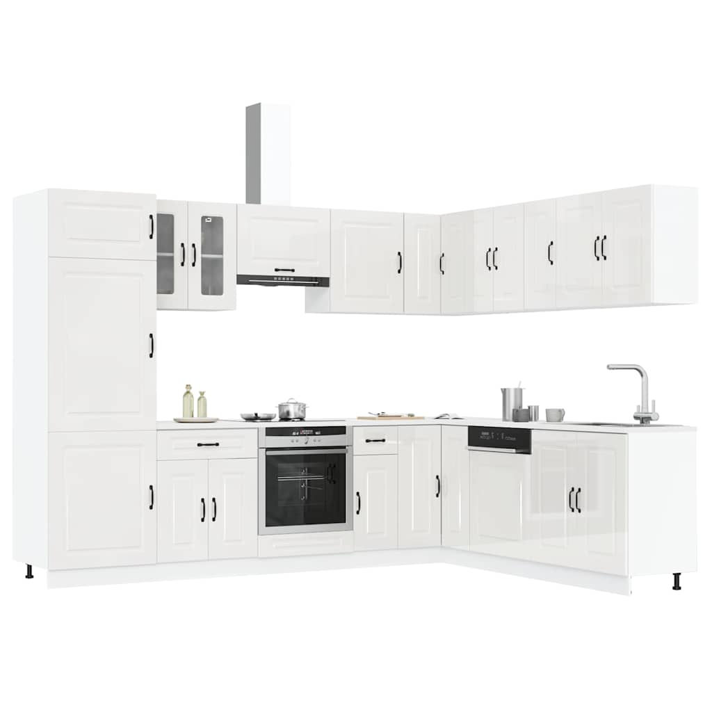 Set Mobili da Cucina 14 pz Kalmar Bianchi Lucido in Truciolato - homemem39