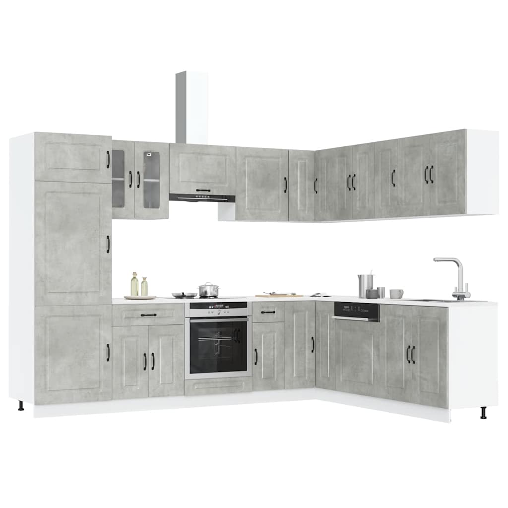 Set Mobili da Cucina 14 pz Kalmar Grigio Cemento in Truciolato - homemem39