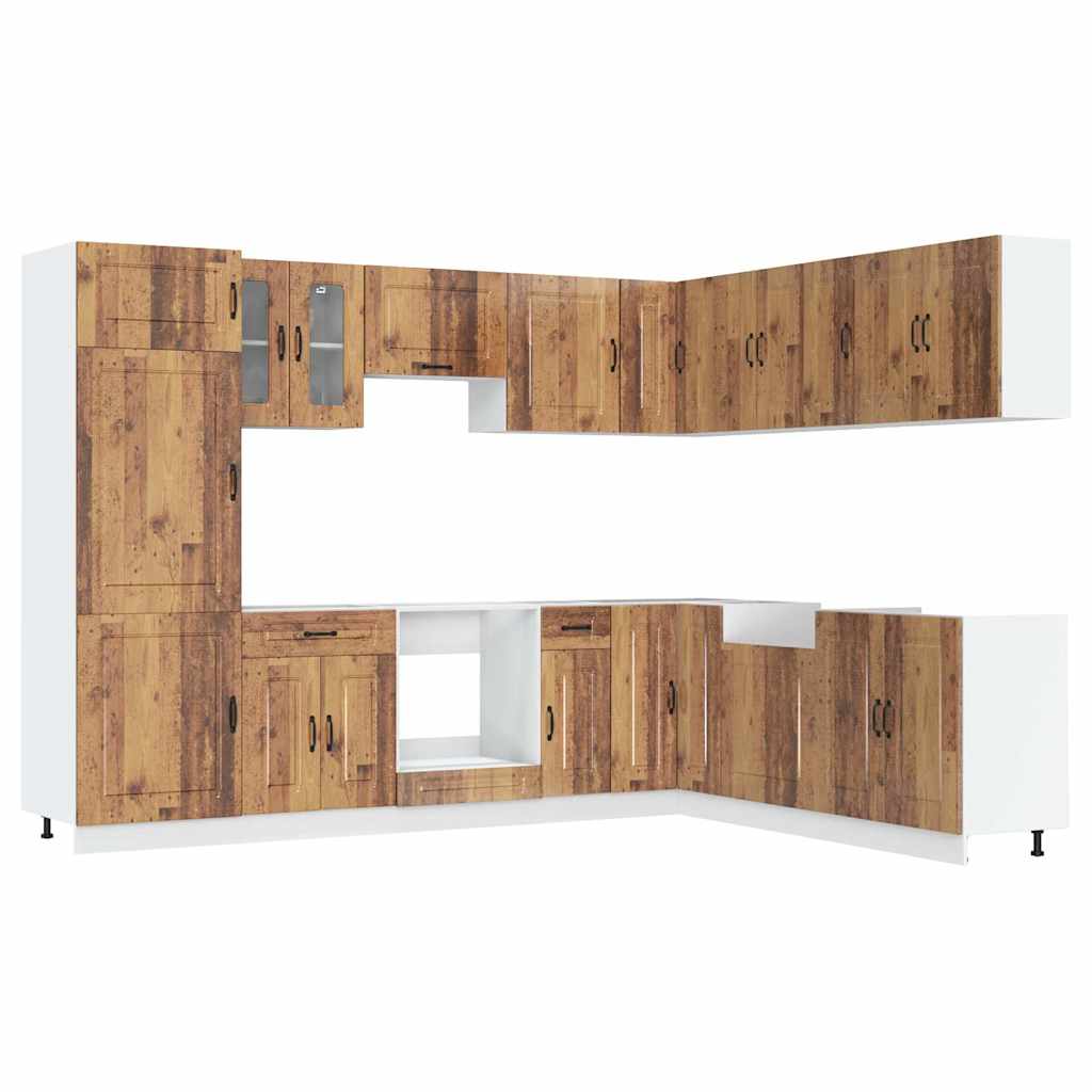 Set Mobili da Cucina 14 pz Kalmar Legno Vecchio in Truciolato - homemem39