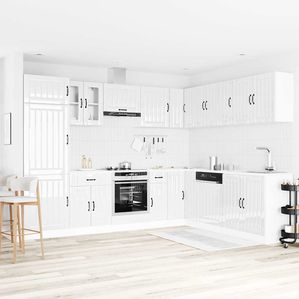 Set Mobili da Cucina 14 pz Lucca Bianchi Lucido in Truciolato - homemem39