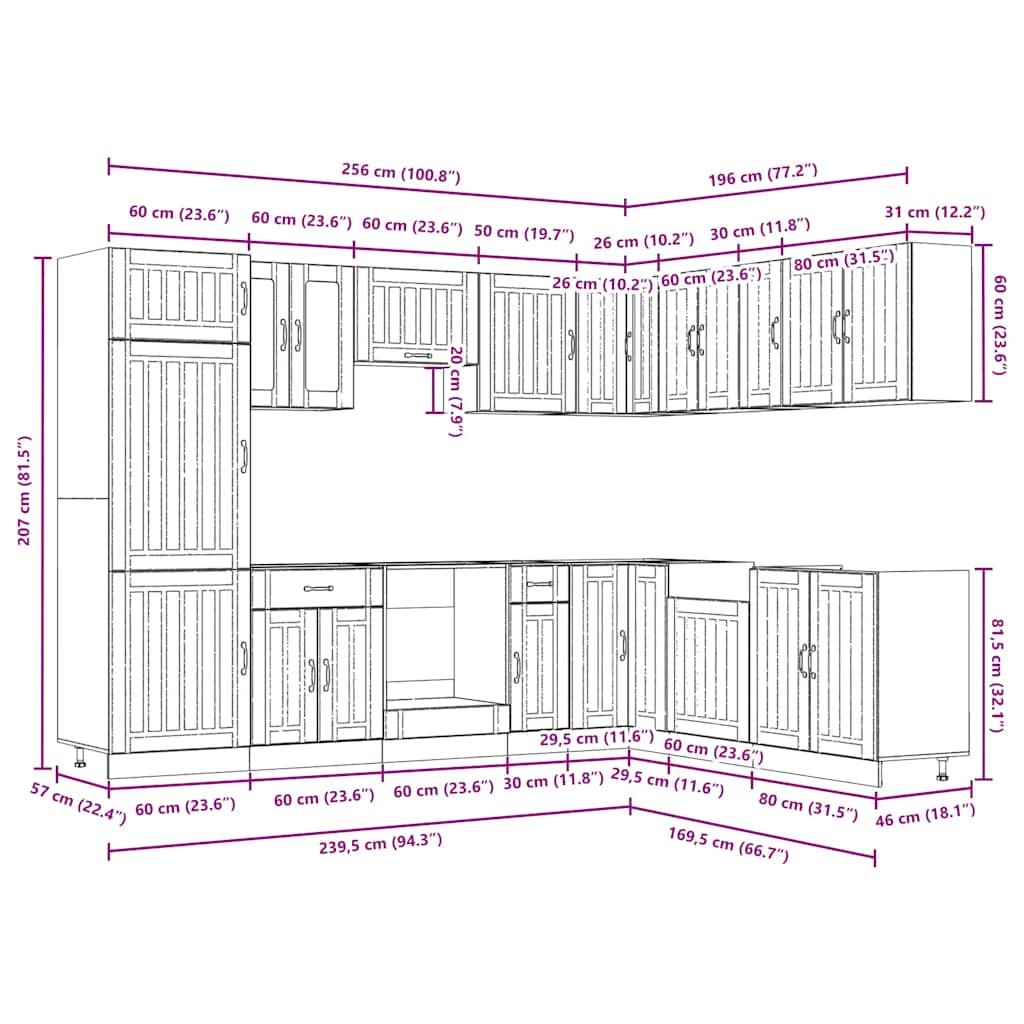 Set Mobili da Cucina 14 pz Lucca Rovere Artigianale Truciolato - homemem39
