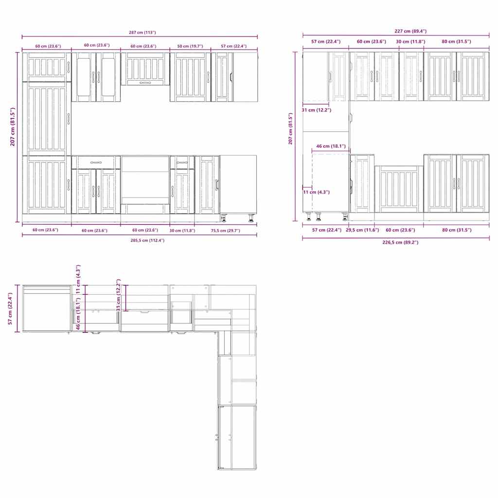 Set Mobili da Cucina 14 pz Lucca Rovere Artigianale Truciolato - homemem39