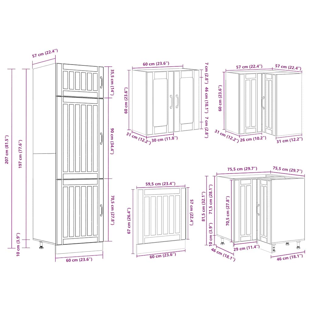 Set Mobili da Cucina 14 pz Lucca Rovere Artigianale Truciolato | homemem39