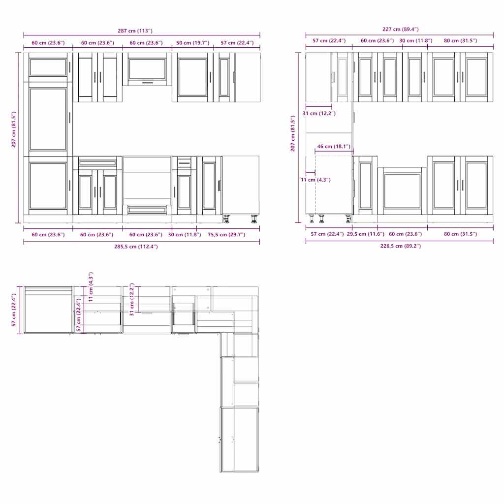 Set Mobili da Cucina 14 pz Porto Bianchi Lucido in Truciolato - homemem39