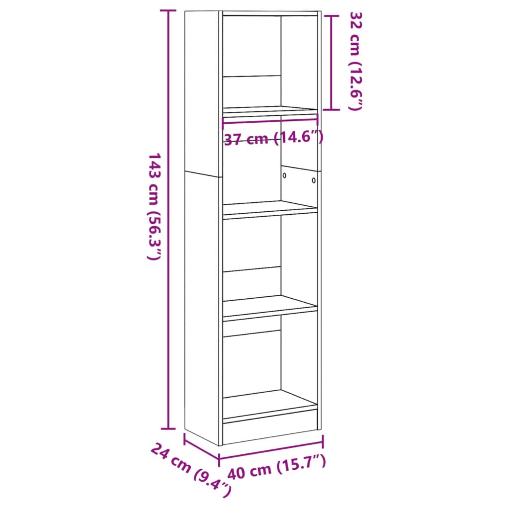Libreria Rovere Fumo 40x24x143 cm in Truciolato | homemem39