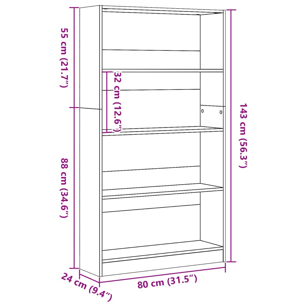 Libreria Legno Antico 80x24x143 cm in Legno Multistrato | homemem39