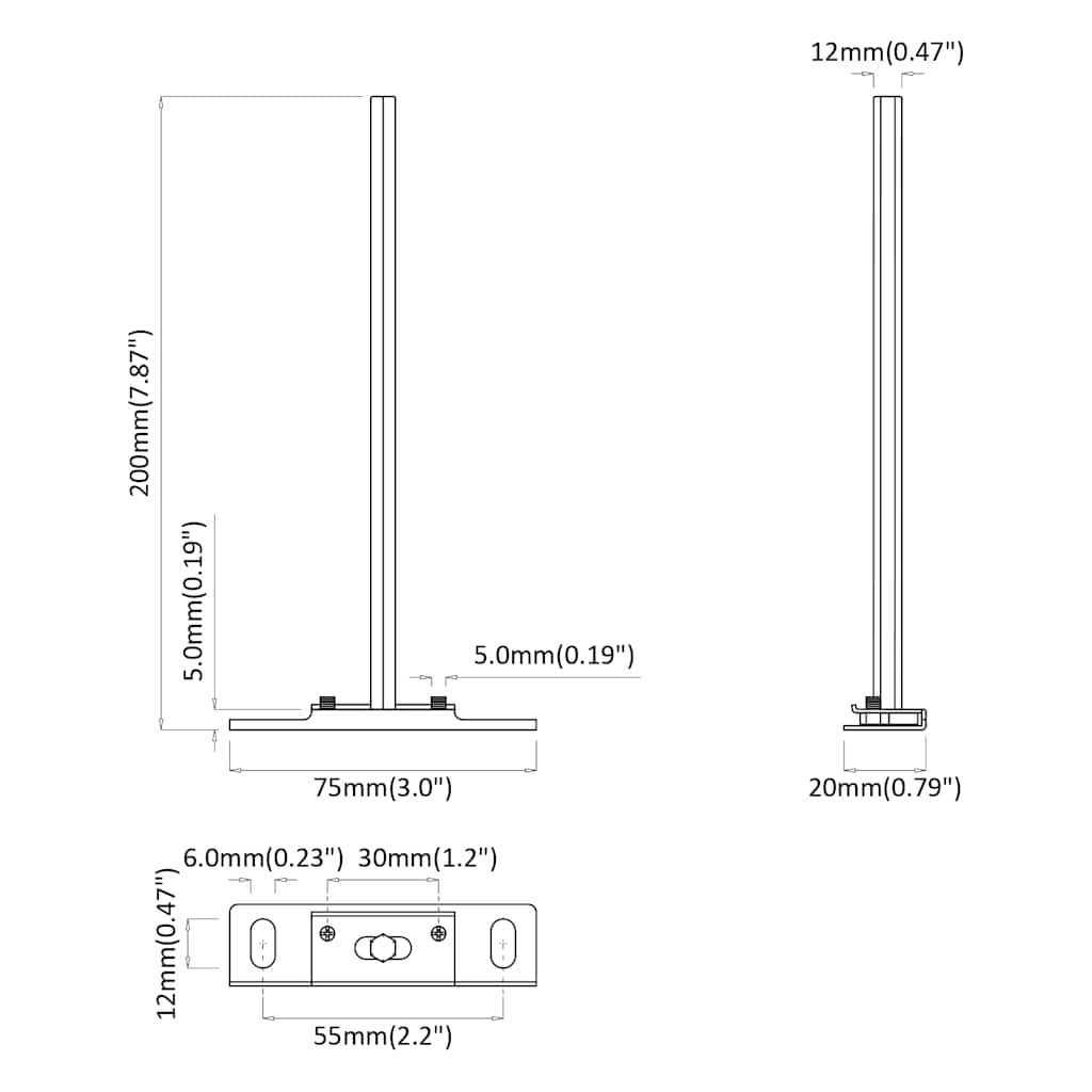 Staffe Mensole Galleggianti 12pz Ø12x200 mm Acciaio al Carbonio