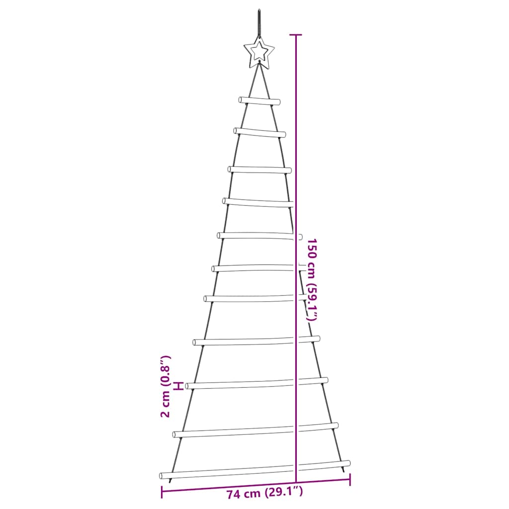 Albero di Natale sospeso con stella superiore 74x150 cm Ramo naturale | homemem39