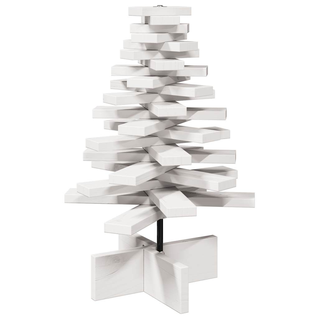 Albero di Natale Decorativo Bianco 60 cm Legno Massello di Pino - homemem39